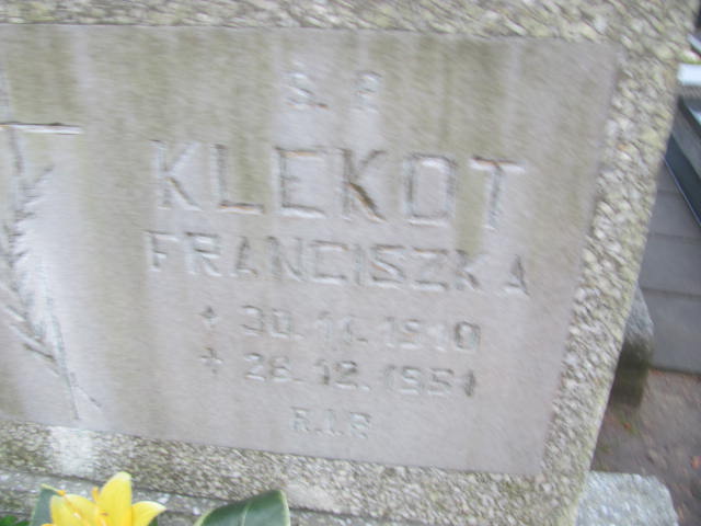 Franciszka Klekot 1910 Bieruń Stary Bartłomieja Apostoła - Grobonet - Wyszukiwarka osób pochowanych