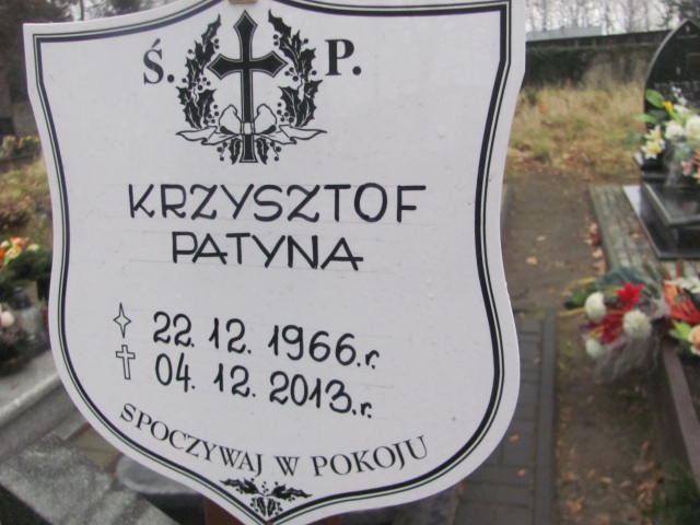 Krzysztof Patyna 1966 Bieruń Stary Bartłomieja Apostoła - Grobonet - Wyszukiwarka osób pochowanych